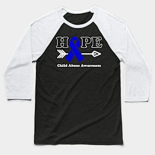 Hope - Child Abuse Awareness Dark Blue Ribbon Baseball T-Shirt